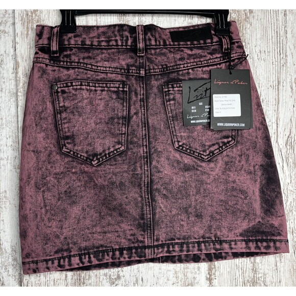 NWT Liquor N Poker Curve Cotton Pink Tie Dye Denim Skirt Size 8 NWT - Picture 4 of 9